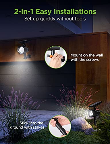 InnoGear Solar Lights, 2-in-1 Waterproof 3 LED Solar Spotlights Adjustable Wall Light Landscape Lighting Security Light Outdoor Auto On/Off for Patio Deck Yard Garden Driveway, Pack of 4