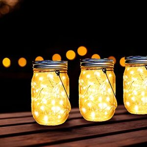 ostritec Solar Mason Jar Lights Lids, 12 Pack 30 Led Fairy Lights(Jars Not Included), Outdoor Hanging Mason Jar Solar Lights, Fairy in a Jar Solar Firefly Lights for Patio Garden Table Decor