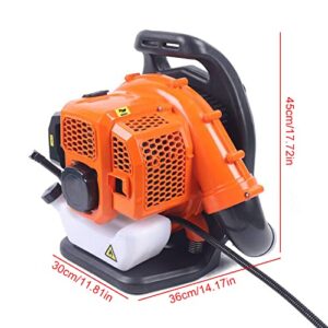 42.7cc Horizontal Bar Air-Cooled 2 Stroke Backpack Gas Powered Leaf Blower Snow Blowing Machine Grass Blower 6800r/min for Outdoor Lawn Garden Yard Cleaning