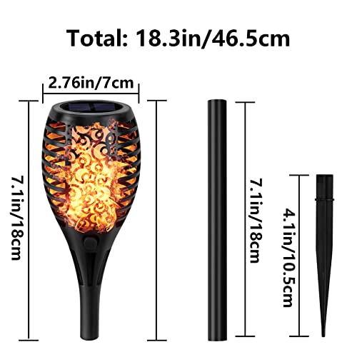 Aiencsai Solar Outdoor Lights Waterproof, 4 Pack Portable Solar Torch Light with Flickering Flame, Auto On/Off 400mh/A Outdoor Landscape Lights Decoration for Garden, Pathway and Yard