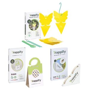 trappify sticky gnat traps, window fly traps & moth traps for outdoor & indoor home pest control – fly, gnats, moths and other flying insects disposable trap with extra sticky adhesive – 20 traps