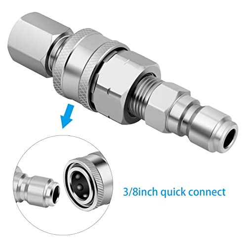 4PCS 3/8 Inch NPT Quick Connect Pressure Washer Coupler，Stainless Steel Pressure Washer Adapter Set, Male and Female Power Washer Quick Disconnect Kit