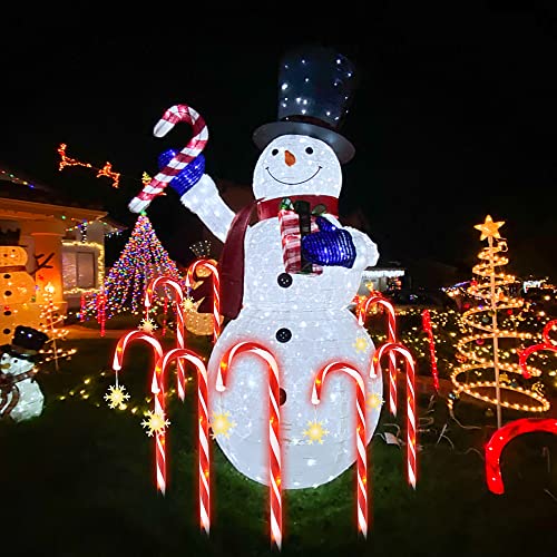 Christmas Candy Cane Pathway Marker Lights, 8 Modes Set of 8 Solar Christmas Candy Cane Lights, Outdoor Christmas Decorations Solar Candy Cane Lights for Holiday Walkway Patio Garden