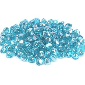 vchin caribbean blue fire pit glass rocks 20 pounds, 1 inch diamond fire glass for propane fire pit, fireplace and outdoor decorative. high luster fire glass beads.