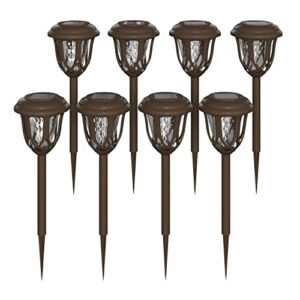 flash furniture dn-sl114-8-br-gg 8 pack tulip design led weather resistant outdoor solar powered lights for pathway, garden, & yard, brown