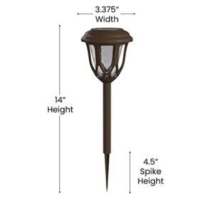 Flash Furniture DN-SL114-8-BR-GG 8 Pack Tulip Design LED Weather Resistant Outdoor Solar Powered Lights for Pathway, Garden, & Yard, Brown