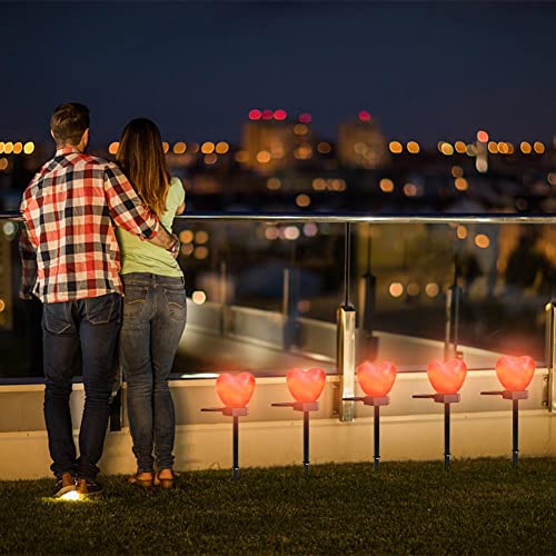 COCEQUC Valentine's Day Solar Stake Lights Red Heart Waterproof Lights Landscape Garden LED Heart Light Warm White Solar Pathway Lights Patio Lawn Outdoor Solar Lights for Walkway Backyard Decoration