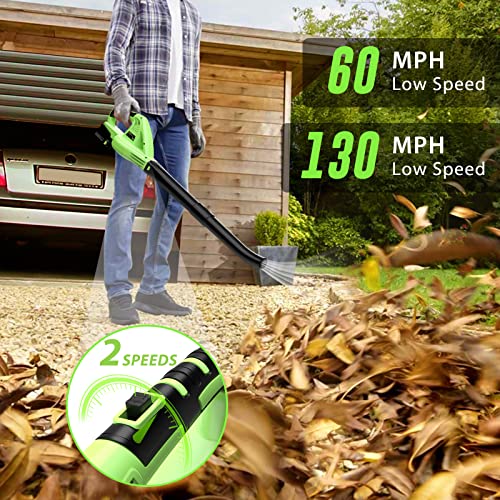 Cordless Leaf Blower - Lightweight Electric Blower with 2 Batteries & Charger - 20V Battery Powered Small Handheld Blower for Lawn Care