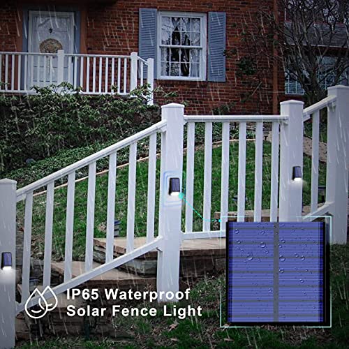 LOHAS LED Solar Fence Lights Outdoor, IP65 Waterproof Solar Deck Lights, Super Bright 6000K Solar Wall Lights, Auto On/Off Solar Lights, Ideal for Patio, Front Door, Backyard, Garage, Garden, 4 Pack