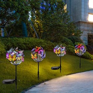 Outdoor Solar Lights Butterfly Lights Garden Decorative Solar Stake Lights with Butterflies Decor Powered Waterproof for Patio Garden Yard Pathway 2 Pack 