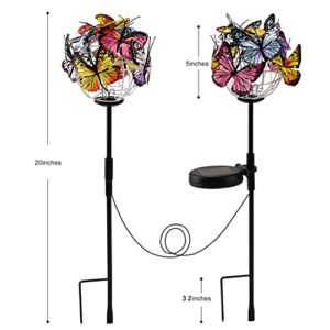 Outdoor Solar Lights Butterfly Lights Garden Decorative Solar Stake Lights with Butterflies Decor Powered Waterproof for Patio Garden Yard Pathway 2 Pack 