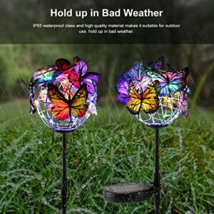 Outdoor Solar Lights Butterfly Lights Garden Decorative Solar Stake Lights with Butterflies Decor Powered Waterproof for Patio Garden Yard Pathway 2 Pack 