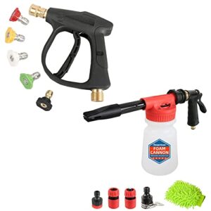 Sooprinse High Pressure Washer Gun,3000 PSI Max with 5 Color Quick Connect Nozzles, Car Foam Gun Foam Cannon Blaster Set