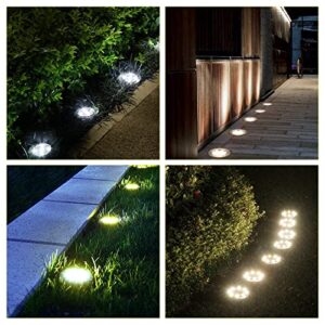 12Pcs Solar Ground Lights Outdoor Waterproof Solar Outdoor Lights,8LED Underground Light Solar Outdoor Lights Landscape Solar Garden Lights In-Ground Lights for Pathway,Yard,Lawn,Driveway White