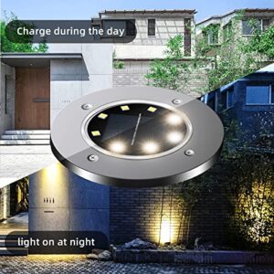 12Pcs Solar Ground Lights Outdoor Waterproof Solar Outdoor Lights,8LED Underground Light Solar Outdoor Lights Landscape Solar Garden Lights In-Ground Lights for Pathway,Yard,Lawn,Driveway White