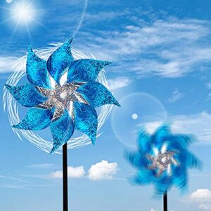 Hausse 30 Pack Reflectors Scare Rods & 10 Pack Reflective Pinwheels with Stakes, Blue