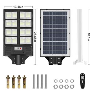 800W Solar Street Light, 60000LM IP66 Waterproof Solar Security Flood Lights Outdoor Motion Sensor, Dusk to Dawn Solar LED Light Lamp with Remote & Light Sensor for Garden,Yard, Path, Parking Lot