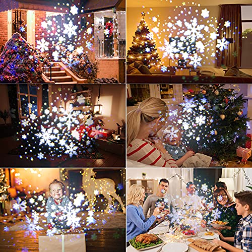 Snowfall LED Light Projector, Christmas Snowflake Rotating Projector Waterproof White Snow Effect Spotlight Outdoor Landscape Decorative Lighting for Patio, Garden, Halloween, Christmas, Holiday