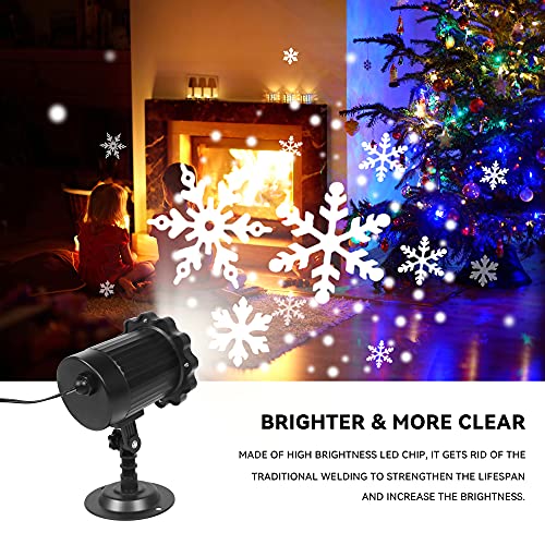 Snowfall LED Light Projector, Christmas Snowflake Rotating Projector Waterproof White Snow Effect Spotlight Outdoor Landscape Decorative Lighting for Patio, Garden, Halloween, Christmas, Holiday