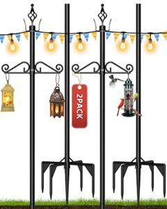 irmnan string light poles, light poles for outside string lights, 9ft string light poles for outside 2 pack, easy to assemble,10ft string light pole with adjustable shepherds hook high-end series