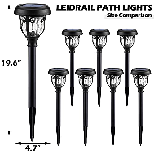 LeiDrail Solar Pathway Lights Outdoor with Glass Stainless Steel 2 Modes Bright Landscape Lighting Waterproof Cool White/Warm White for Yard Garden Sidewalk Lawn Driveway (8 Pack)