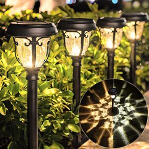 leidrail solar pathway lights outdoor with glass stainless steel 2 modes bright landscape lighting waterproof cool white/warm white for yard garden sidewalk lawn driveway (8 pack)