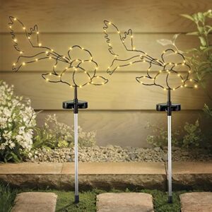 woohaha solar pathway lights outdoor,2pack 26inch hummingbird solar copper lights with 8 modes,solar garden lights,solar walkway lights for garden, landscape, path, yard, patio, driveway(hummingbird)