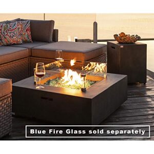 COSIEST 2-Piece Outdoor Propane Firepit Table Set, Green Faux Stone 35 inches Square Fire Table w 50,000 BTU Stainless Steel Burner, Wind Guard, w Metal Lid 20gl Hideway Tank for Garden, Porch