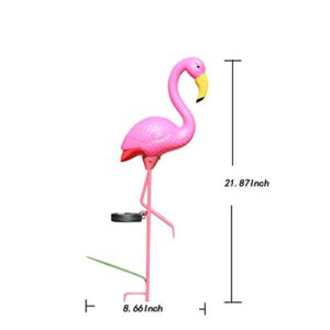 W-DIAN Pink Flamingo Solar Lights Outdoor Pathway Metal Yard Art Plastic Patio Path Lawn Garden Outside Post Lighting 1 Pack Flamingo Gifts