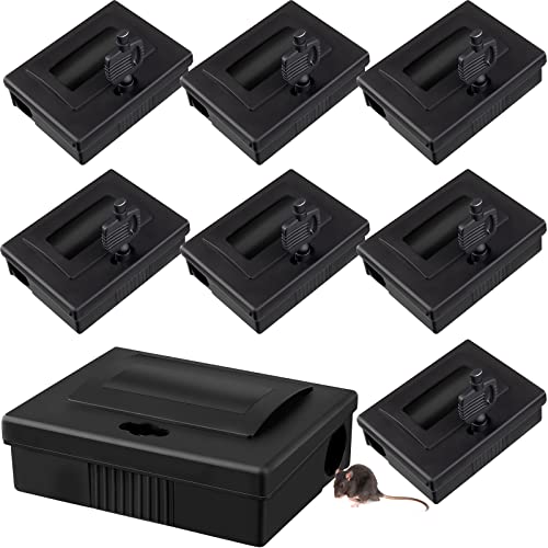 8 Pcs Mouse Bait Stations Include Small Mice Bait Station and Key Heavy Duty Rat Bait Stations Outdoor Indoor Reusable Rodent Bait Station Box for Rodents Rats Mice and Other Pests