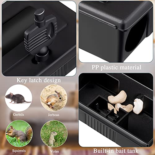 8 Pcs Mouse Bait Stations Include Small Mice Bait Station and Key Heavy Duty Rat Bait Stations Outdoor Indoor Reusable Rodent Bait Station Box for Rodents Rats Mice and Other Pests