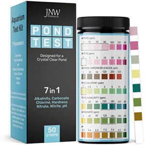 pond test strips – 7-1 pond water testing kit with ebook – pond ph test kit with 50 quick and accurate fish tank test strips – 50 test strips by jnw direct