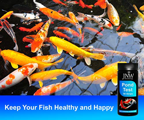 Pond Test Strips - 7-1 Pond Water Testing Kit with Ebook - Pond pH Test Kit with 50 Quick and Accurate Fish Tank Test Strips - 50 Test Strips by JNW Direct