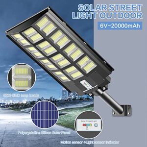 VOOJOY 1600W Solar Street Lights Outdoor 120000 Lumens Dusk to Dawn Motion Sensor Solar Light Solar Flood Lights with Remote Control Arm Bracket for Garden,Yard, Path