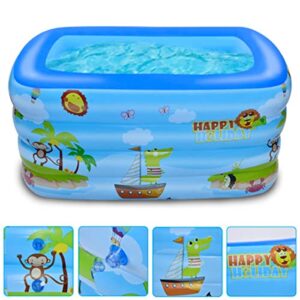 small inflatable swimming pool blow up pool with 4 separate air chambers garden backyard rectangle kids pool,47″ w*35″ d*13″ h