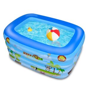 Small Inflatable Swimming Pool Blow Up Pool with 4 Separate Air Chambers Garden Backyard Rectangle Kids Pool,47" W*35" D*13" H