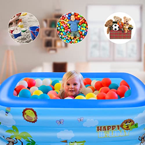 Small Inflatable Swimming Pool Blow Up Pool with 4 Separate Air Chambers Garden Backyard Rectangle Kids Pool,47" W*35" D*13" H