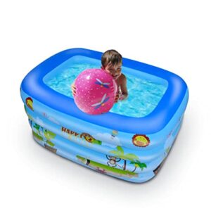 Small Inflatable Swimming Pool Blow Up Pool with 4 Separate Air Chambers Garden Backyard Rectangle Kids Pool,47" W*35" D*13" H