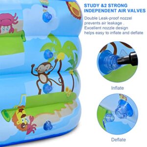 Small Inflatable Swimming Pool Blow Up Pool with 4 Separate Air Chambers Garden Backyard Rectangle Kids Pool,47" W*35" D*13" H