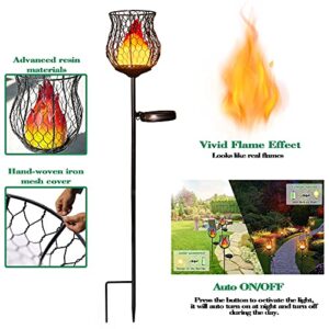 Hapjoy Torch Solar Garden Lights Outsides 2 Pack Pathyway Solar Stakes Flame Lanterns Outdoor Waterproof Garden Decor LED Flickering Light Decorations for Yard, Patio or Lawn