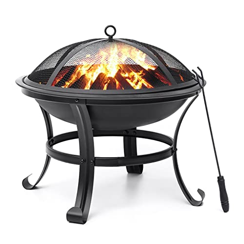 LDCHNH 22inch BBQ Grill Outdoor Wood Burning Fire Pit Stove Garden Patio Wood Log Barbecue Grill Cooking Tools Outdoor Camping