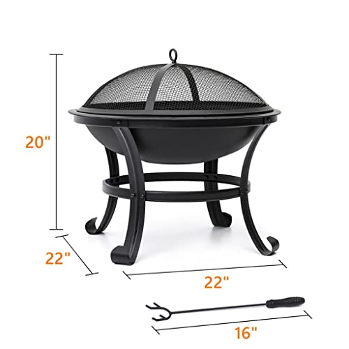 LDCHNH 22inch BBQ Grill Outdoor Wood Burning Fire Pit Stove Garden Patio Wood Log Barbecue Grill Cooking Tools Outdoor Camping