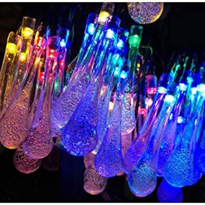 Lemontec 2-Pack Solar String Lights 20 Feet 30 LED Water Drop Solar Fairy Waterproof Lights for Garden, Patio, Yard, Home, Parties, Multi Color