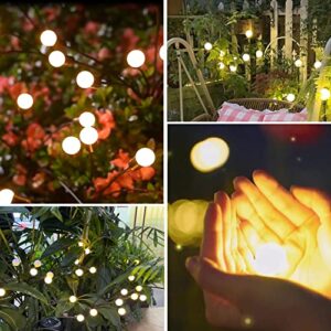 Solar Garden Firefly Lights Outdoor: Starburst Swaying LED Solar Decorative Lights Stick - Garden Firefly Solar Powered Lights Waterproof - Swaying Fireflies Solar Lights for Yard (Warm White, 2 PCS)