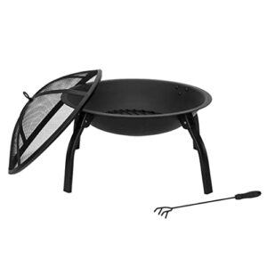 LDCHNH Metal Fireplace Garden Backyard Fire Pit Patio Firepit Stove Brazier Outdoor Fire Pit Cover Poker BBQ Grill Stoves