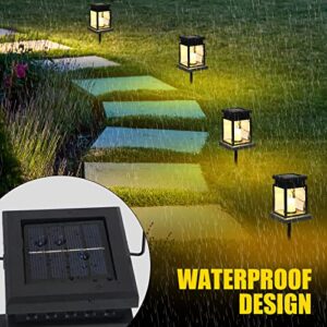 12 Pcs Garden Hanging Candle Lights Hanging Solar Lanterns Outdoor Garden Solar Candle Lanterns Solar Waterproof Decorative Candle Lantern with Stakes Candle Effect Light for Garden Patio Warm White