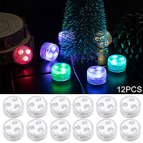 EMVANV Submersible Led Lights, Mini Underwater Light 3 LED RGB Tea Lights Candles, Hot Tub Pond Lights with Remote for Fountain Aquariums Vase Garden Party(6pcs)