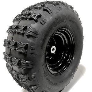18×9.50-8 tire and wheel for lawn and garden pull behind carts, aggressive tread for more traction (3/4 axle, 3.76 offset hub)