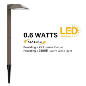 Malibu Outdoor Landscape Lighting Low Voltage Led Pathway Light 22 Lumen Floodlight 12V Warm White Garden Light for Driveway Yard Lawn Equinox 2101-01