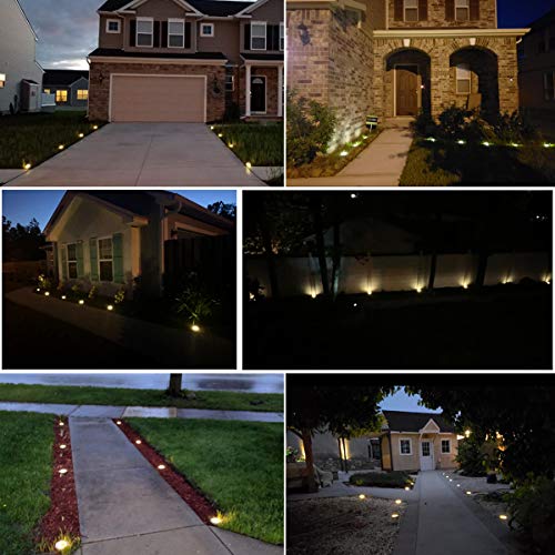 12 Pack Solar Ground Lights - 8 Led Solar Garden Lights Outdoor Waterproof Sidewalk Disk Lights Solar Powered Landscape Lighting for Lawn Patio Pathway Yard Deck Walkway Flood Lights (Warm White)